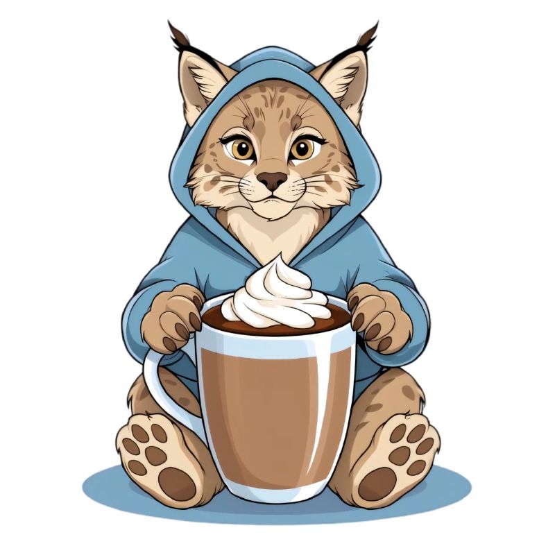 Luchs mit Heissem Getränk