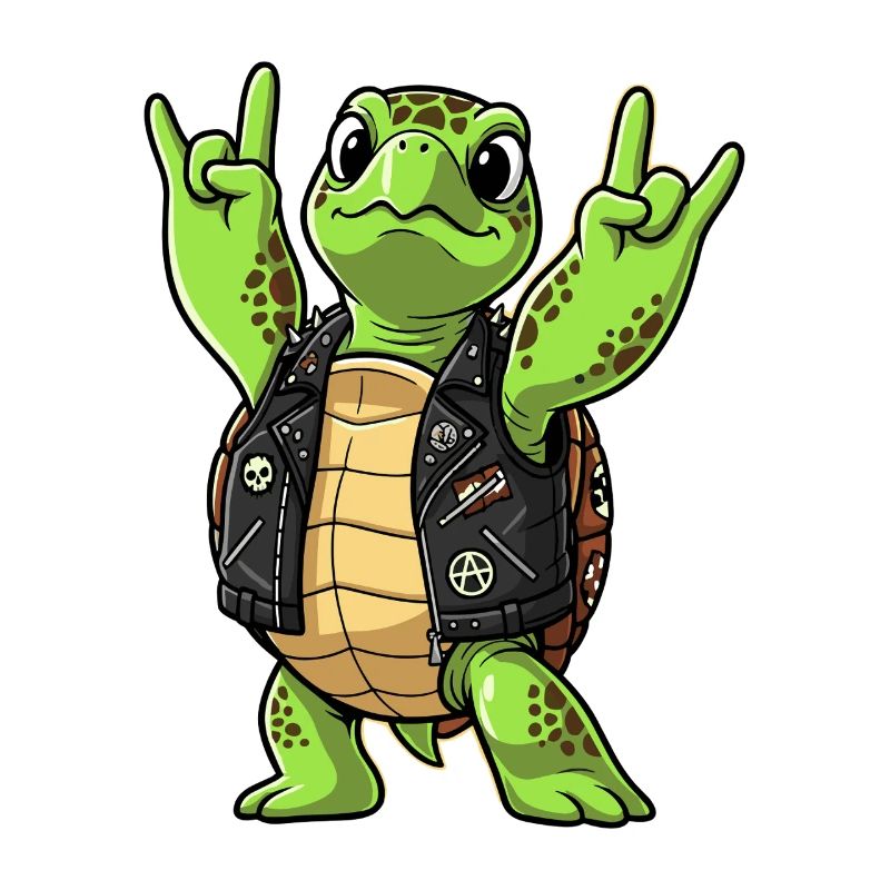 Rock and Roll Turtle Wearing Leather Jacket