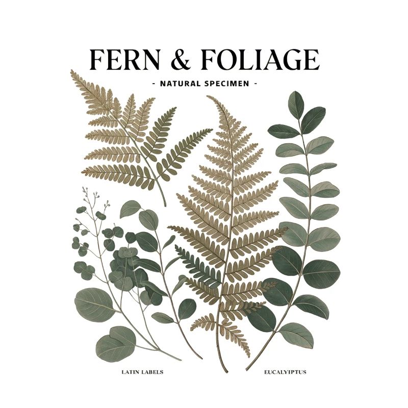 Botanische Kunst - Farn & Blätter