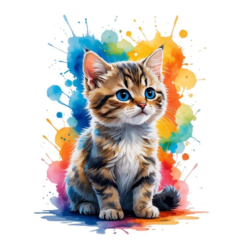 Kätzchen im Regenbogen Aquarell