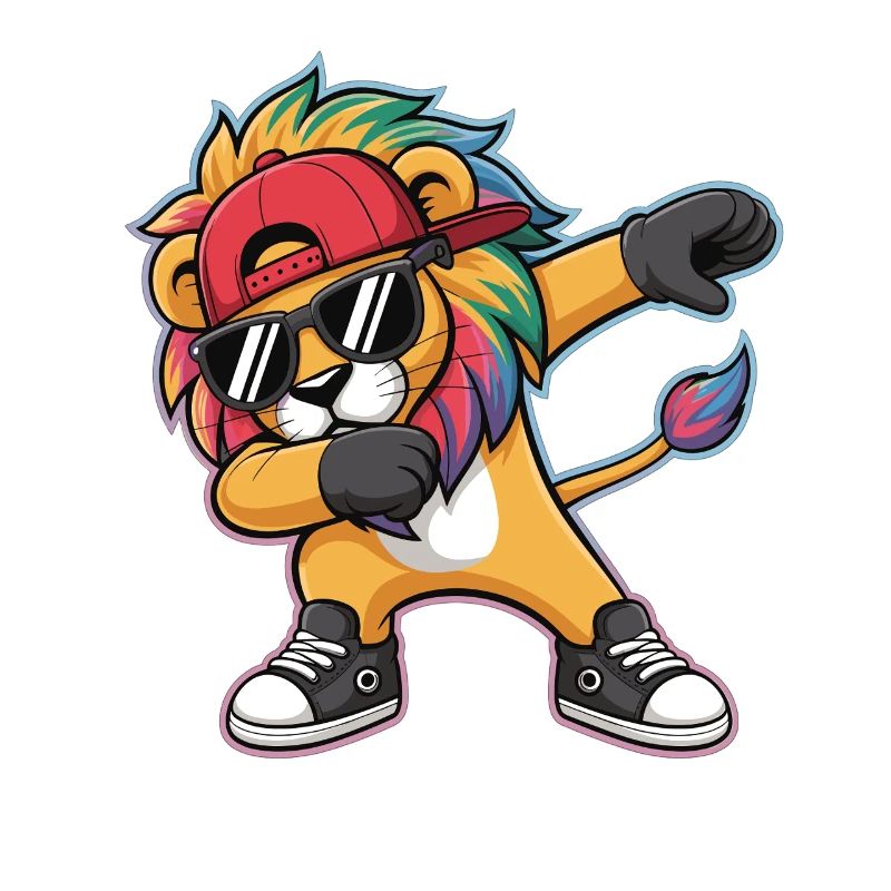 Dabbing Löwe mit Regenbogenmähne