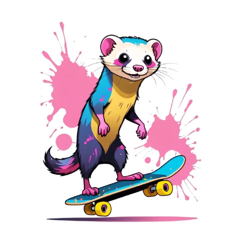 Buntes Skateferret Farbspritzer