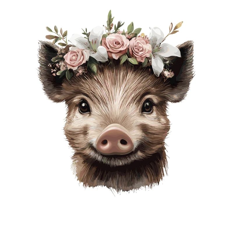 Schwein mit Blumenkronen Design