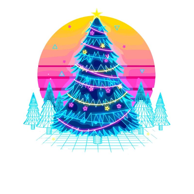 Neon Weihnachtsbaum Sonnenuntergang