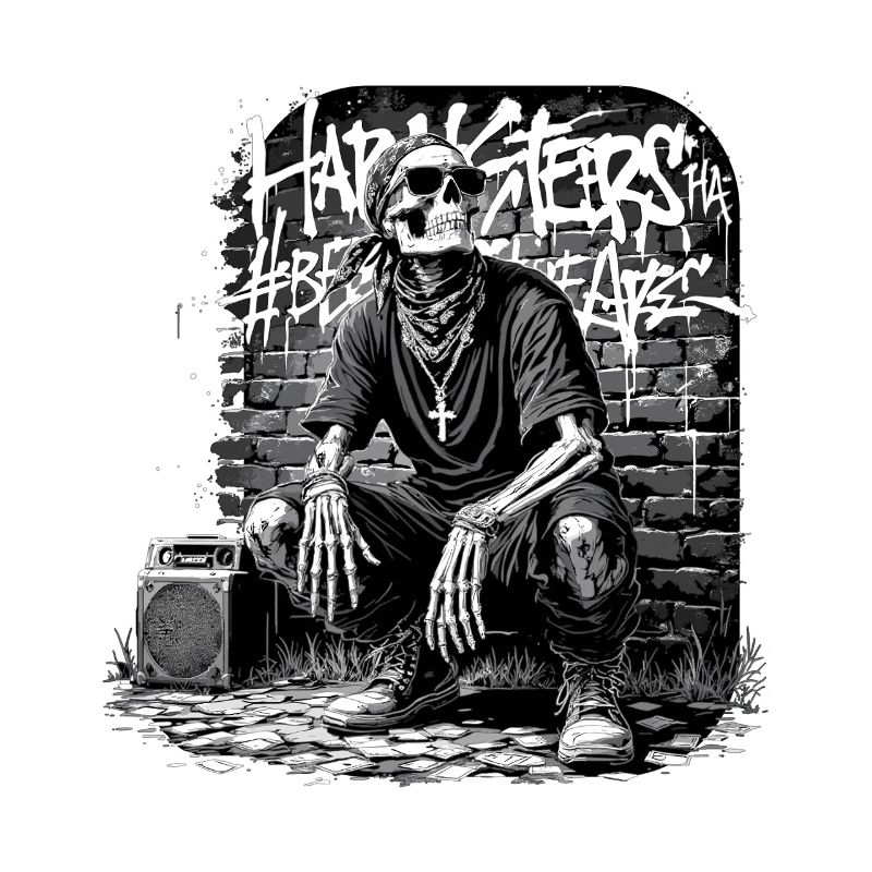 Skelett Graffiti mit Boombox