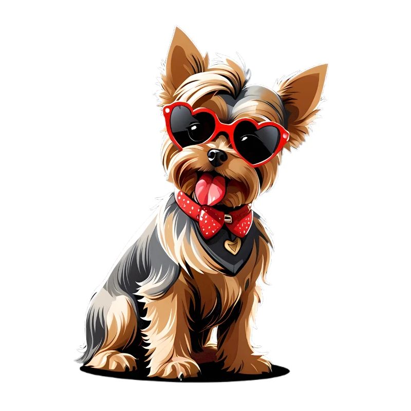 Yorkie mit Herzsonnenbrille