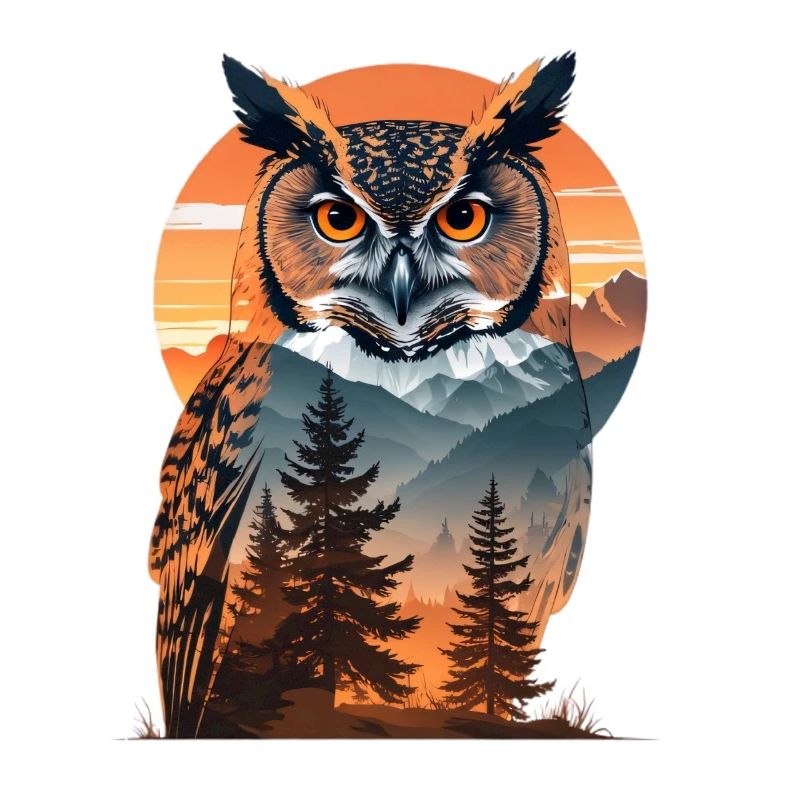 Weise Eule im Abendlicht