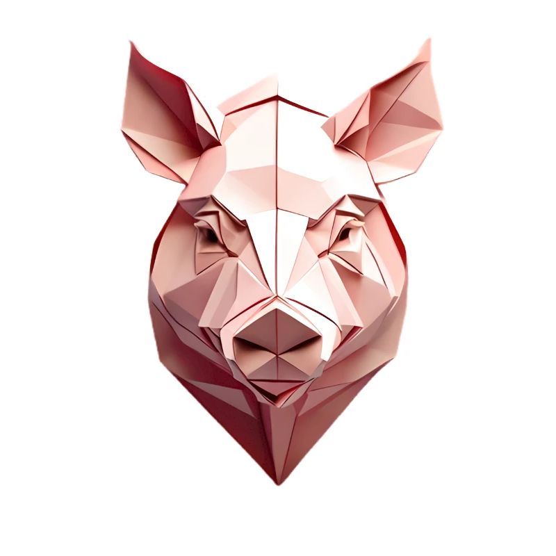 Low-Poly Schwein Kopf Pink