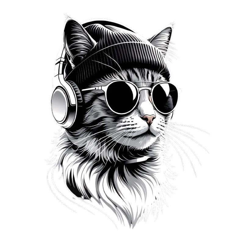 Katzen-DJ mit Kopfhörern