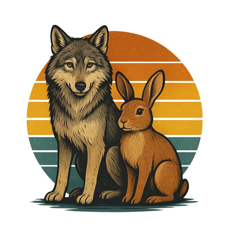 Wolf und Hase Retro