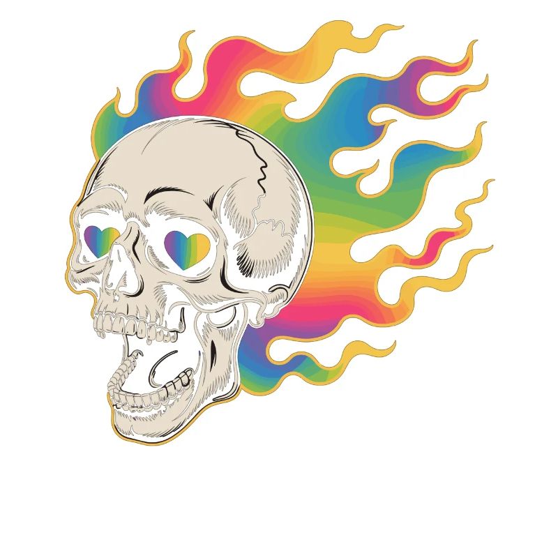 Psychedelischer Totenkopf im Feuerdesign