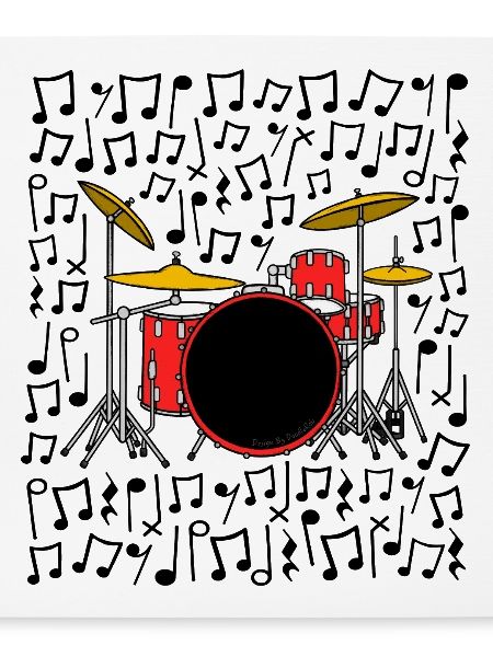 Drumset Musiknoten Schlagzeuger Musiklehrer