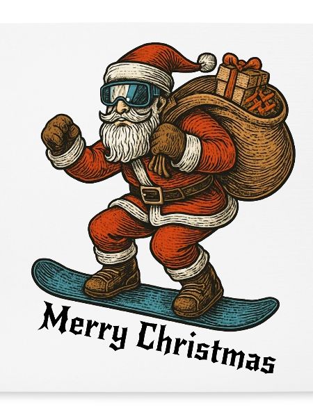 Santa Snowboard Merry Christmas