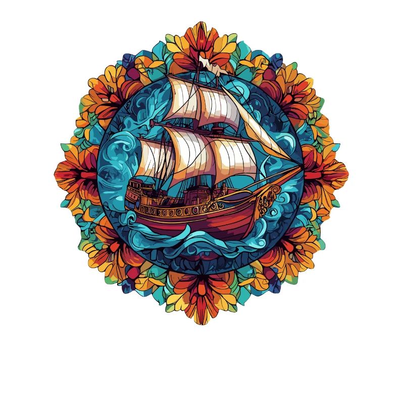 Blumenring Segelschiff Illustration