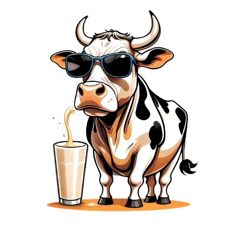 Kuh mit Sonnenbrille Milchshake