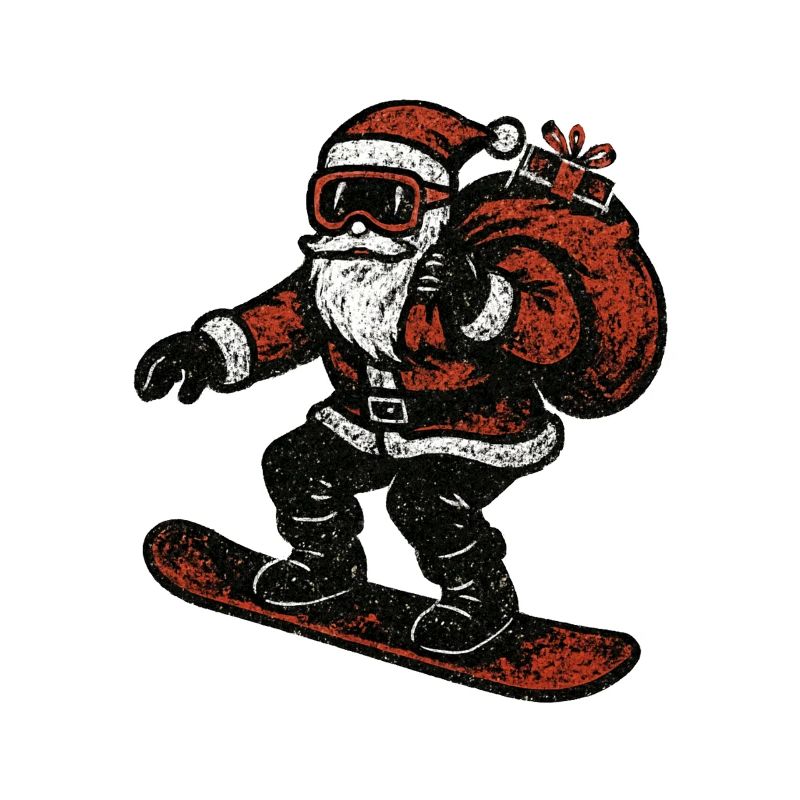 Grunge Santa Snowboard Ride