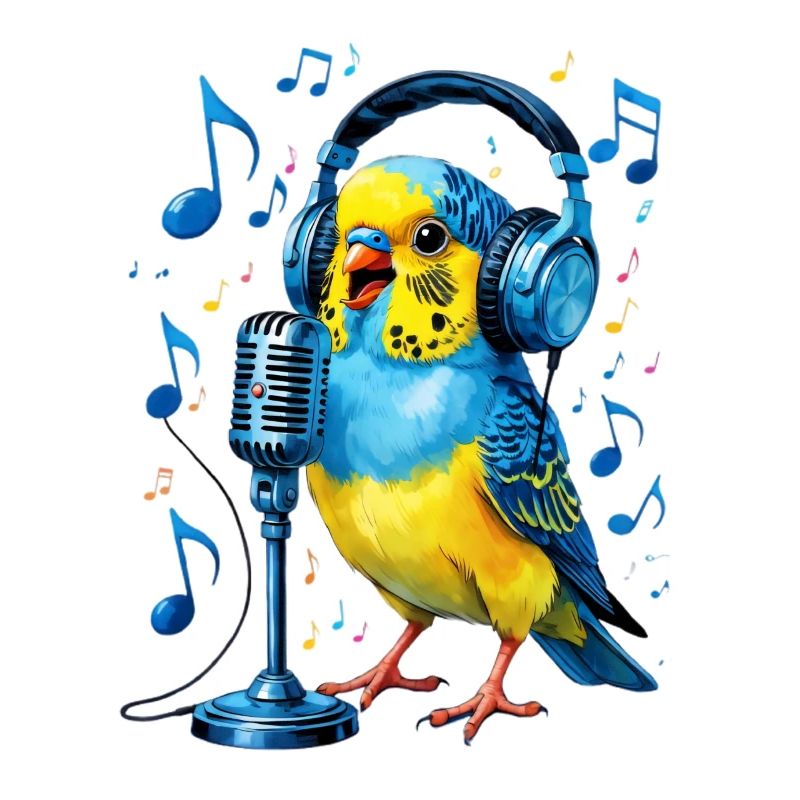 Papagei mit Kopfhörer-Mikro