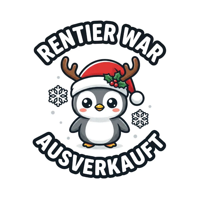 Winterpinguin Rentier War Motiv