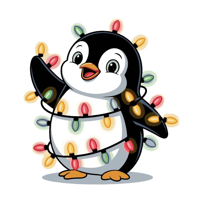 Pinguin mit Lichterkette