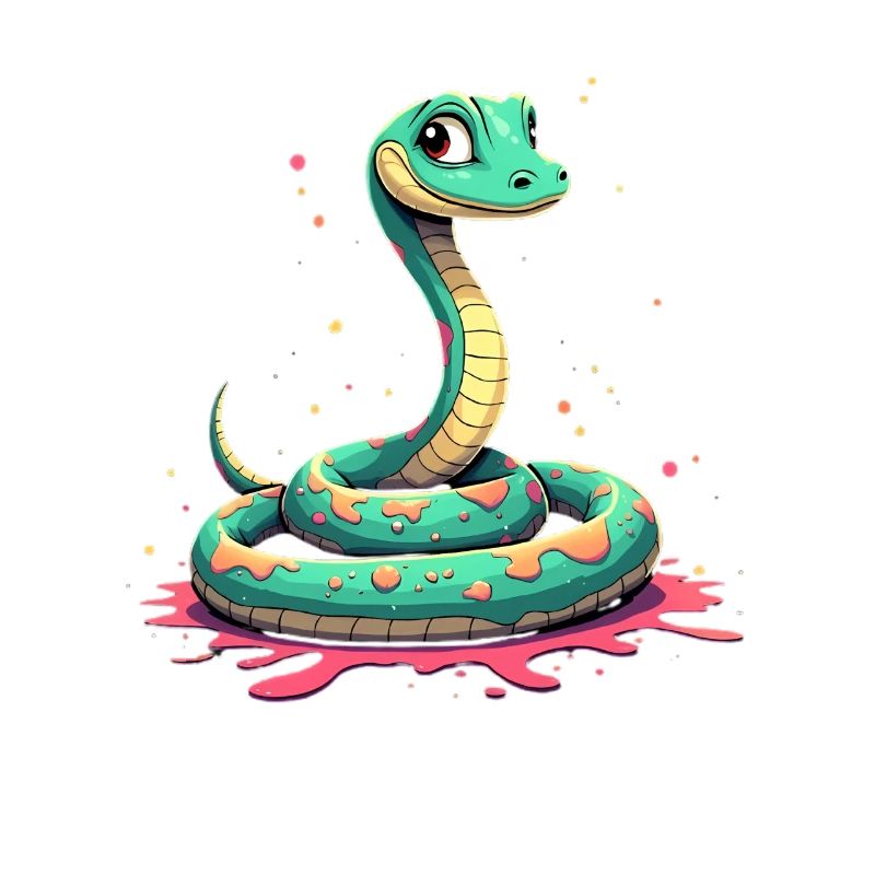 Teal snake with paint splashes