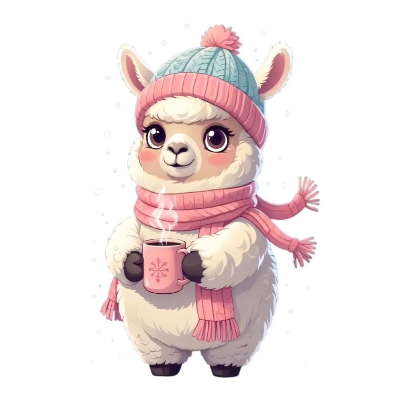 Winter Llama with Tea