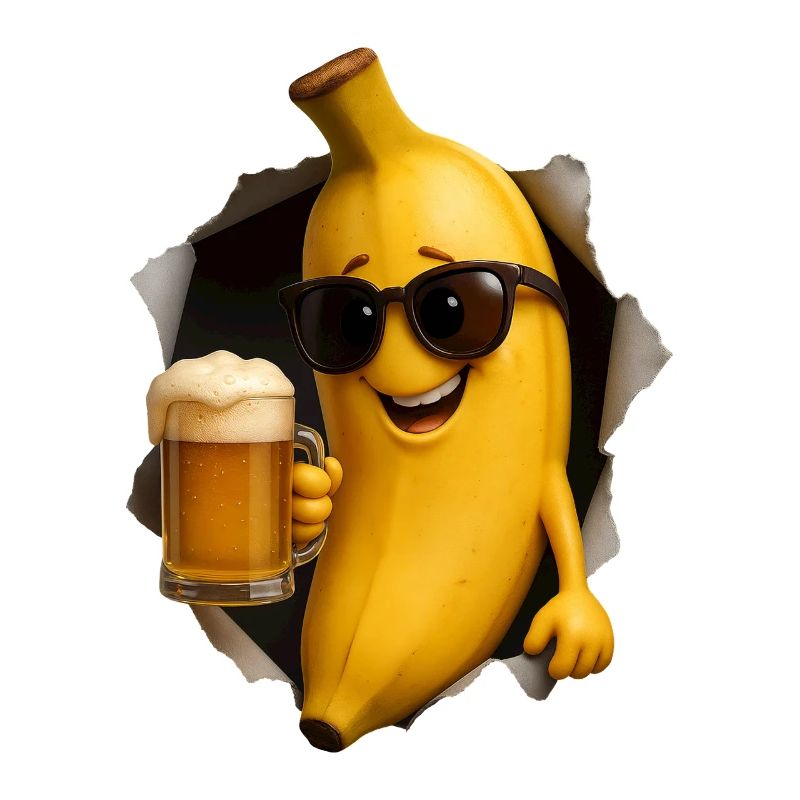 Bananenheld mit Bierglas