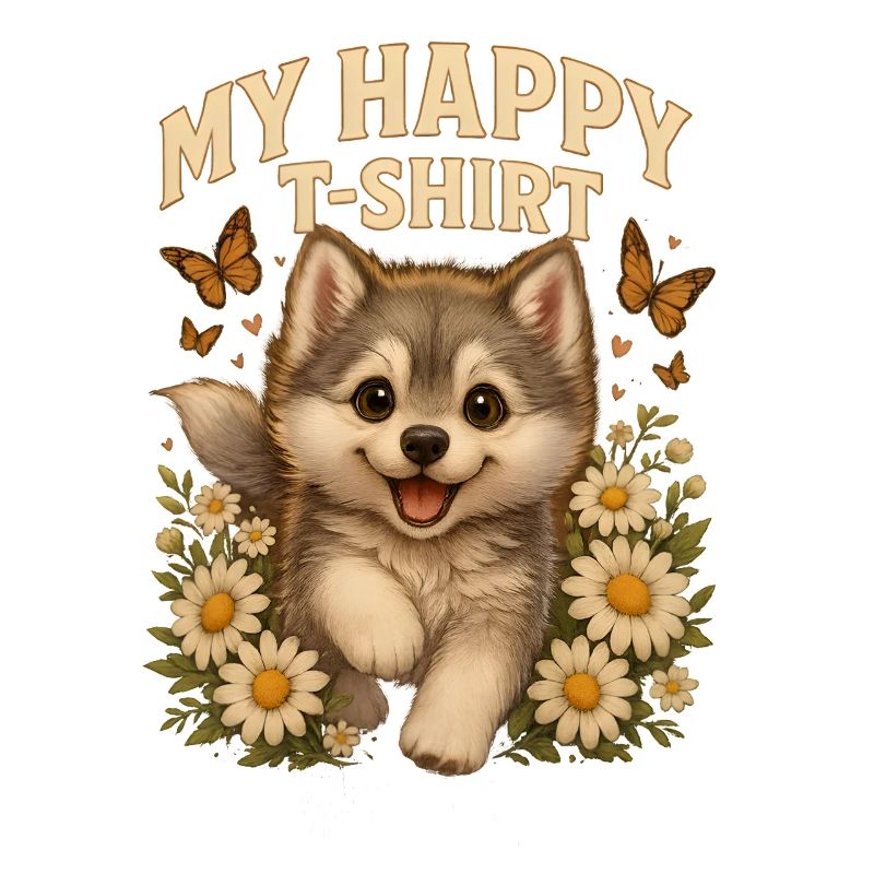 Süßer Hund mit Blumenkranz