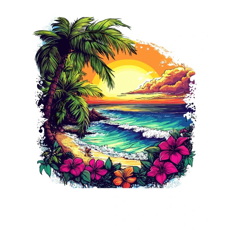 Palmenstrand Sunset Hibiskus