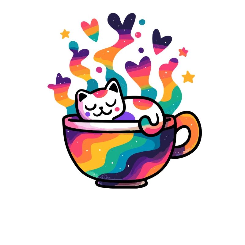 Regenbogenkatze im Becher