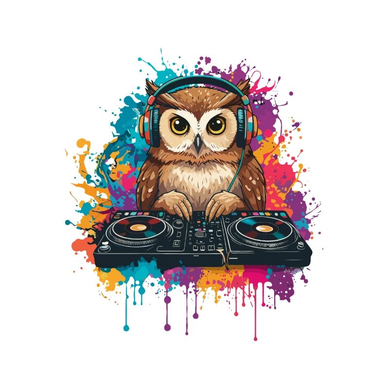 Eule am DJ Mischpult