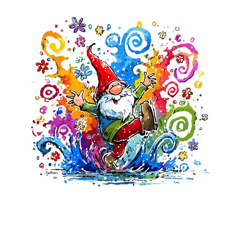 Bunter Gnom mit Farbspritzern