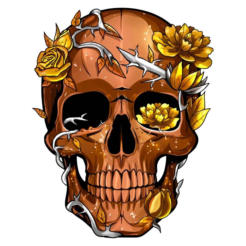 Goldener Stacheldraht-Blumenschädel