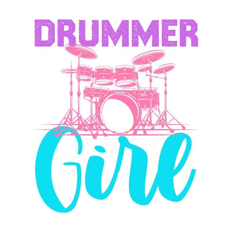 Drummer Girl Neon Pastel