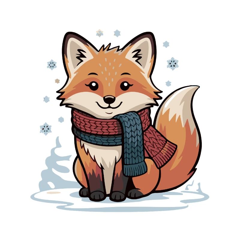 Winterfuchs mit Schal Illustration