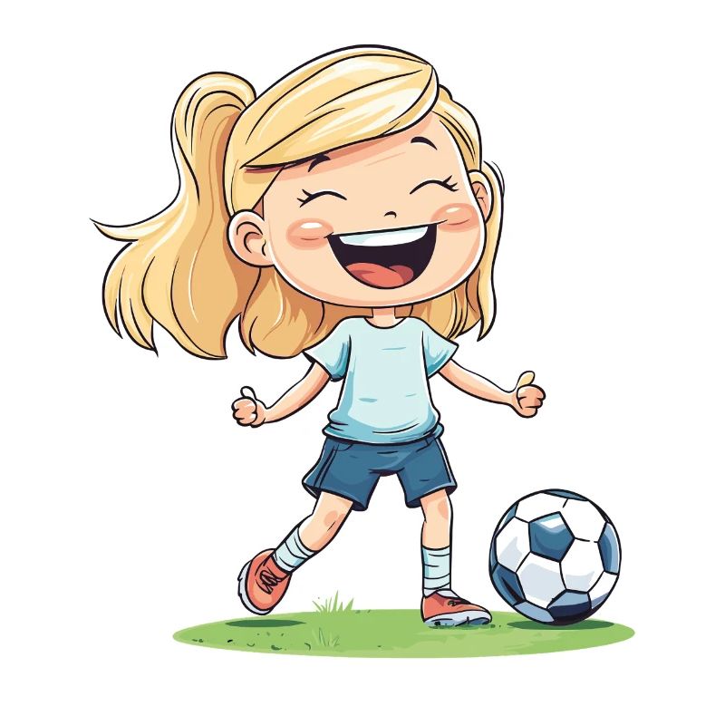 Fröhliche Fußballheldin Cartoon