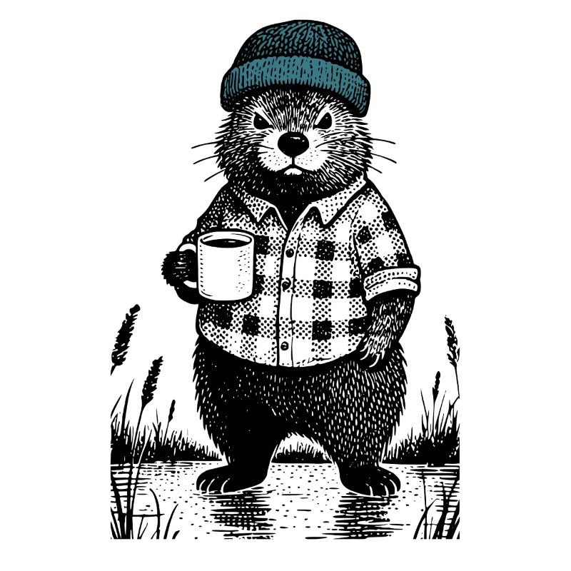 Launischer Bieber mit Kaffee