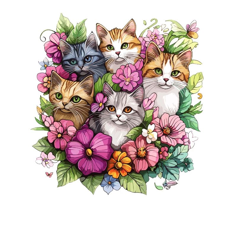 Katzen im Blumengarten