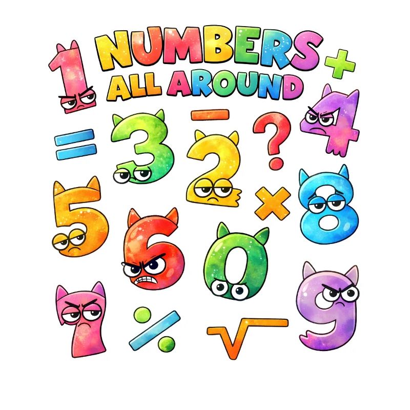 Rainbow Math Faces & Numbers