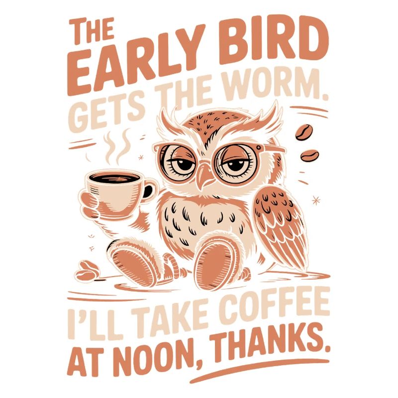 Lustige Eule und Kaffee