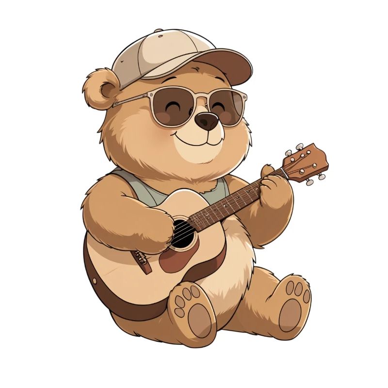 Gitarrebär mit Sonnenbrille