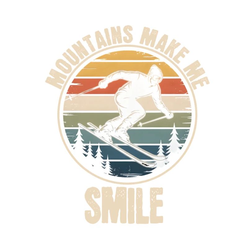 Mountains Make Me Smile Retro Skiing
