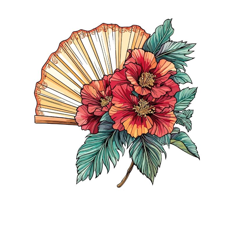 Hibiskus-Fächer im Oriental-Stil