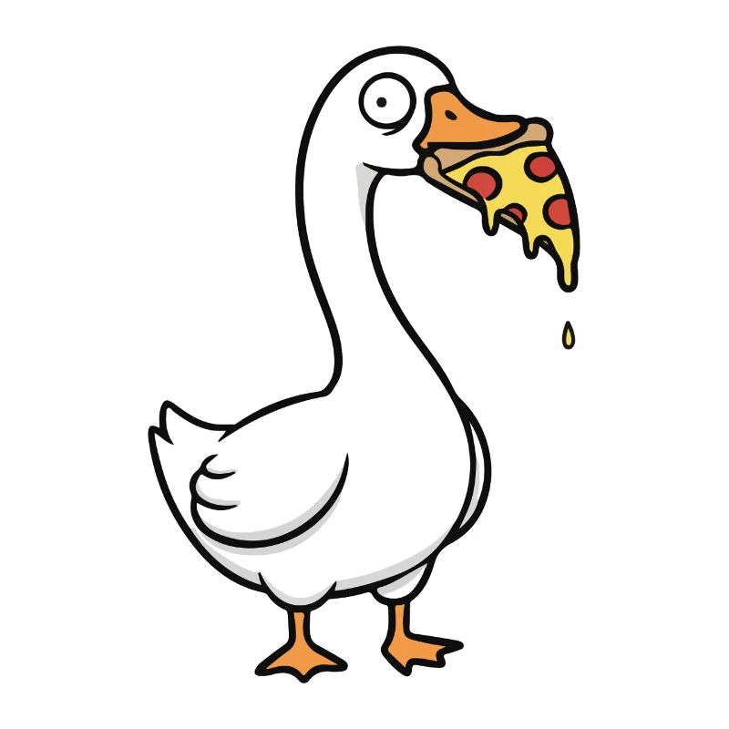 Dumme Gans stiehlt Pizza