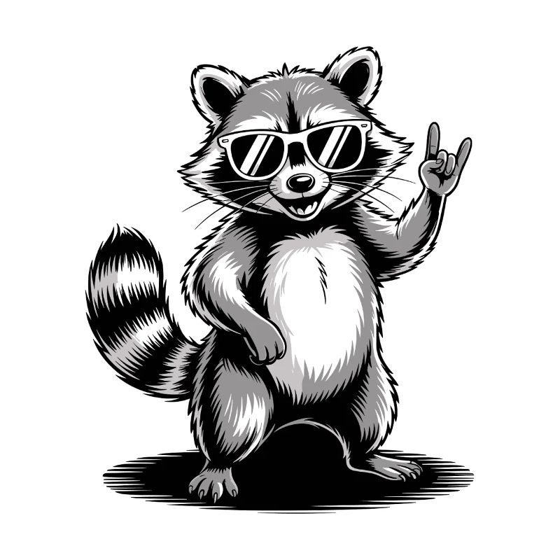 Raccoon Dabbing mit Sonnenbrille
