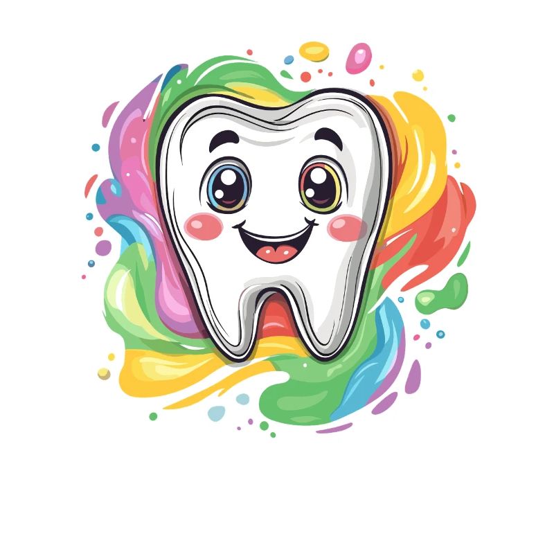 Fröhlicher Zahn Farbklecks
