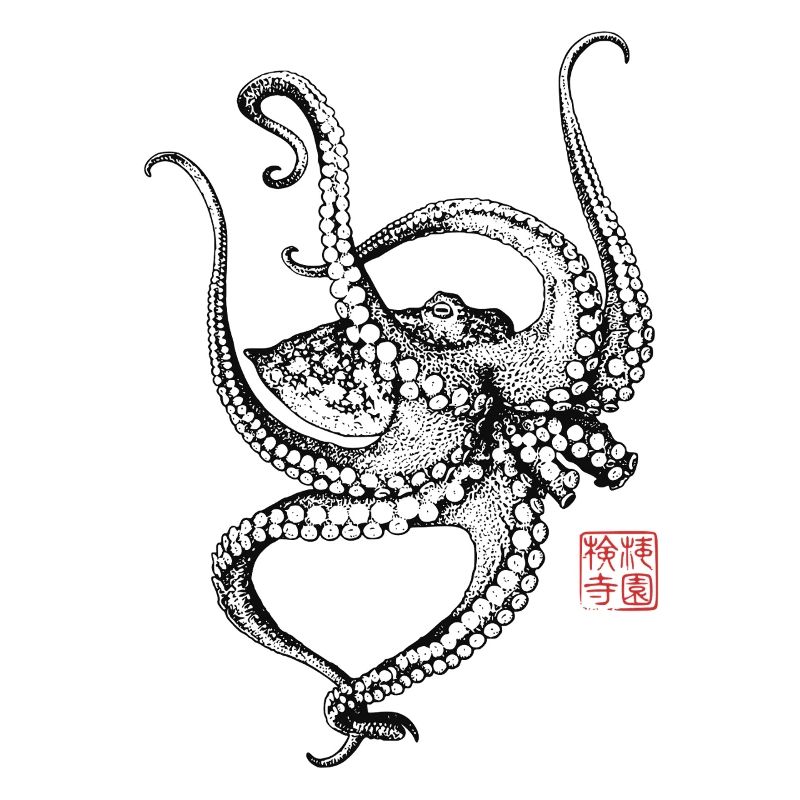Oktopus mit Kanji Stempel