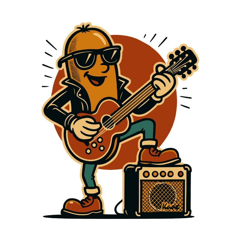 Rockiger Hotdog Wurst Gitarrist