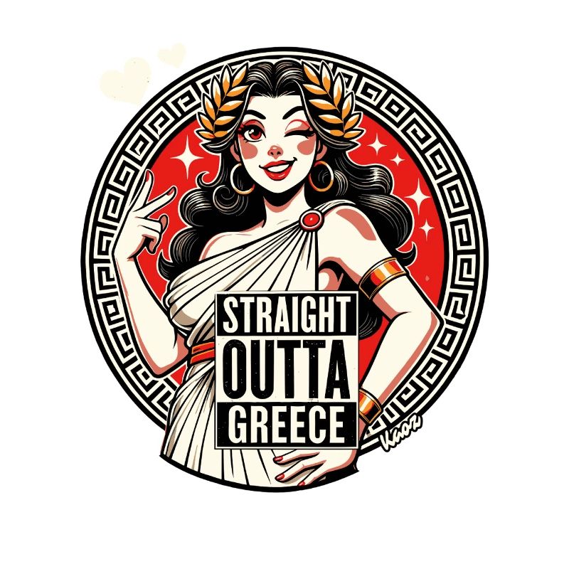 Parodie de la Déesse de la Grèce tout droit sortie de la Grèce
