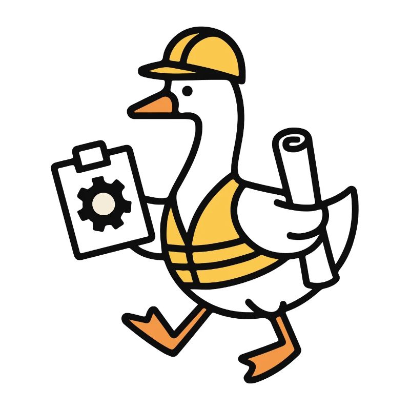 Bauplan Ente im Arbeitsoutfit