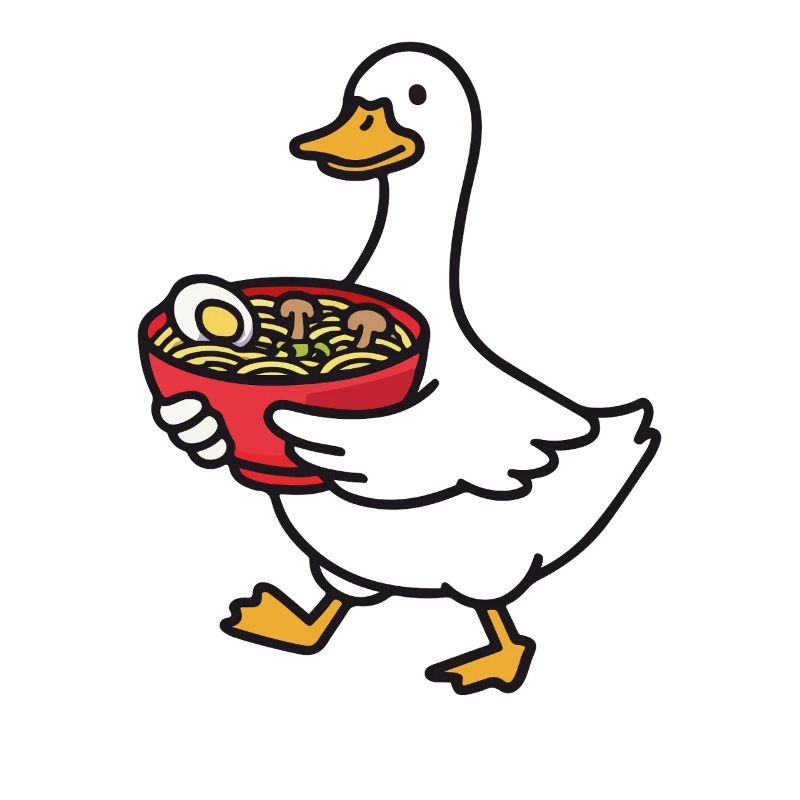 Ramen Ente im Cartoonstil
